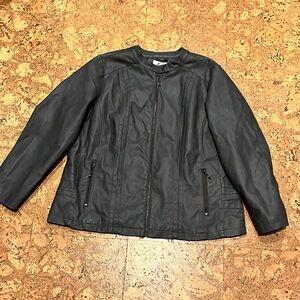 CJ Banks Women’s Dark Grey Faux Leather Biker Jacket (1X)